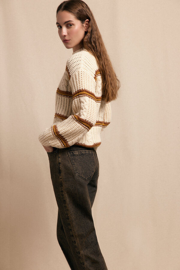 Slowlove Suéter malha de malha perolada Ecru