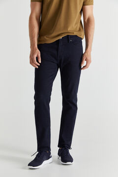 Cortefiel Slim fit 5-pocket coloured COOLMAX® ECOMADE ALL SEASON trousers Navy