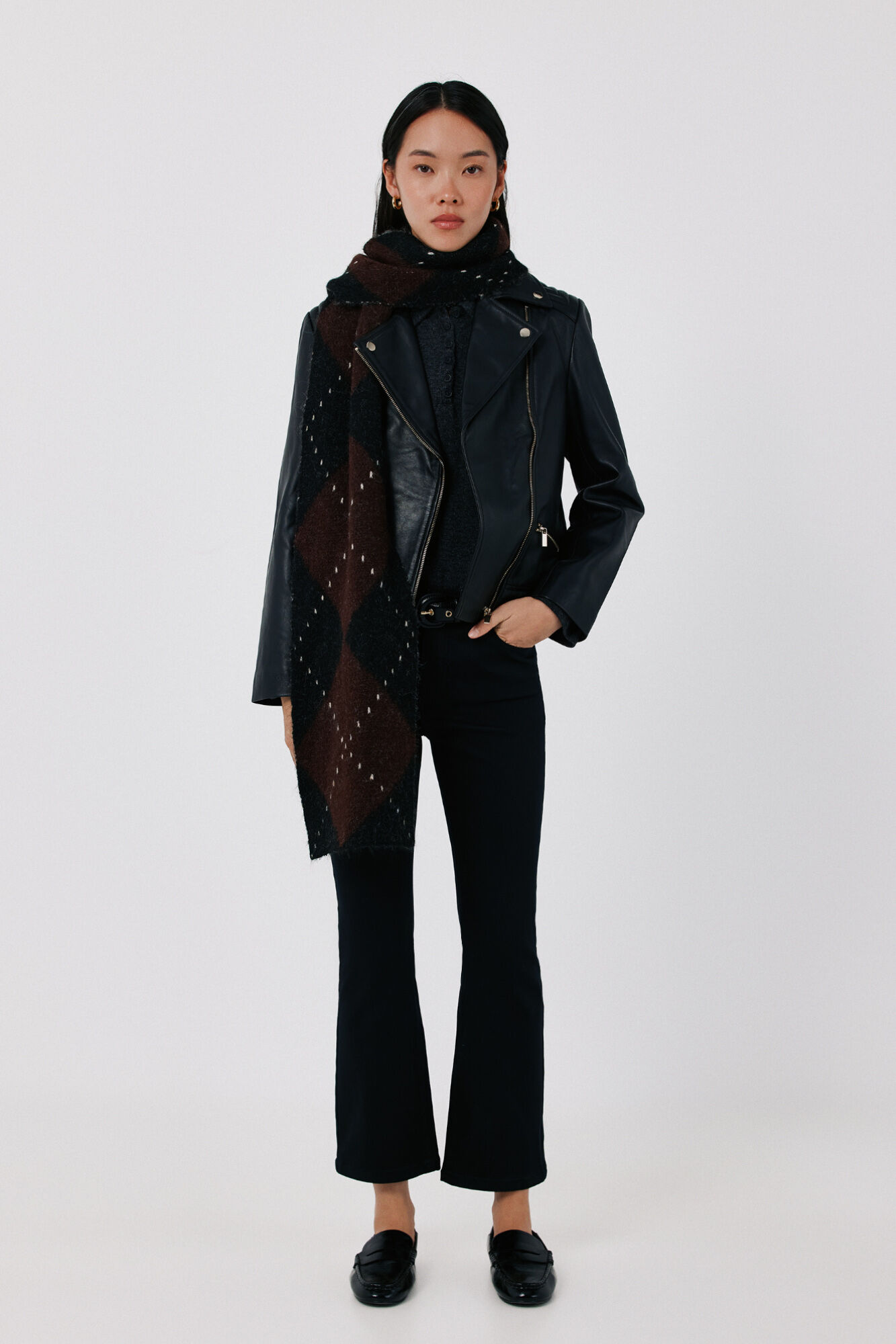 Cortefiel Leather zip fastening jacket