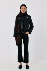 Cortefiel Leather zip fastening jacket Black