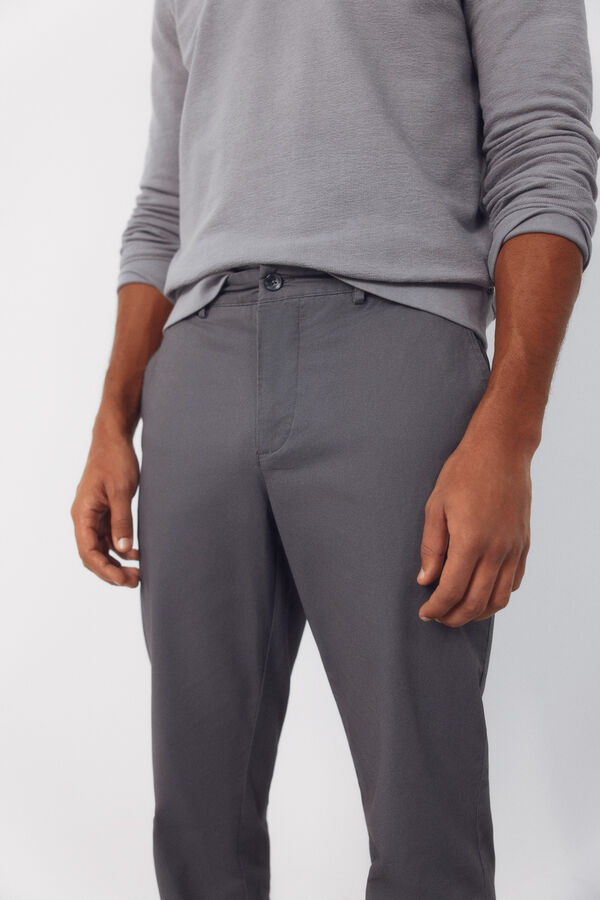 Cortefiel Regular microprint chinos trousers Grey