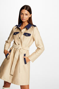 Cortefiel Long flared trench coat Beige