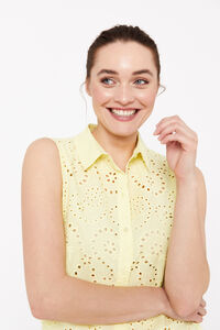 Cortefiel Embroidered cotton shirt Yellow