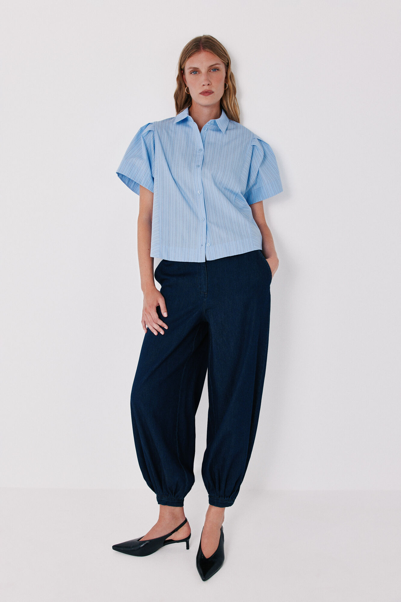 Cortefiel Striped poplin shirt