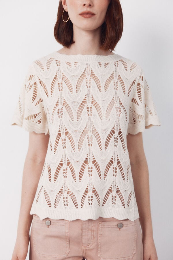 Cortefiel Top de crochet Branco