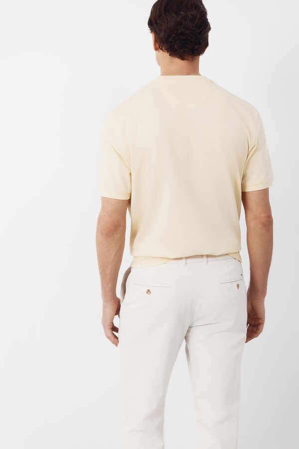 Cortefiel Piqu&eacute; basic T-shirt Yellow