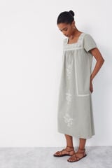 Cortefiel Floral embroidered dress Printed blue