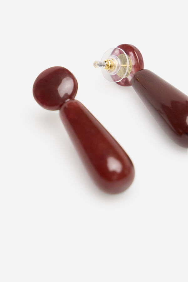 Cortefiel Pendientes l&aacute;grima resina Granate