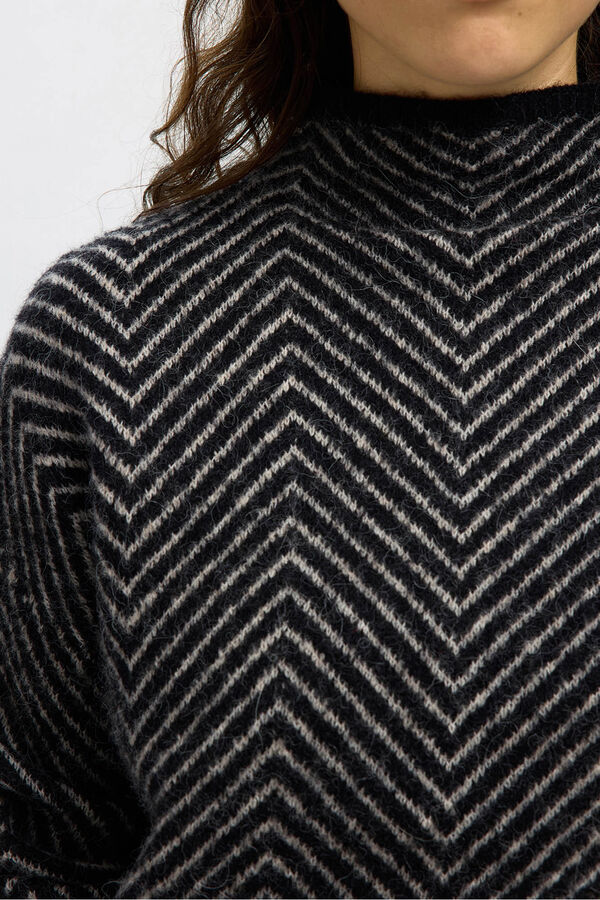 Selected Camisola de gola de lhama e alpaca. Preto