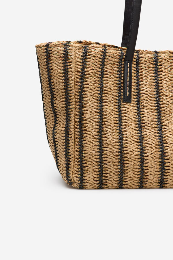 Cortefiel Mala tote bag estampada &agrave;s riscas Castanho