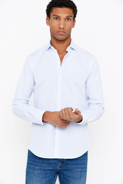 Cortefiel Camisa formal quadrados slim fit fácil de engomar Azul