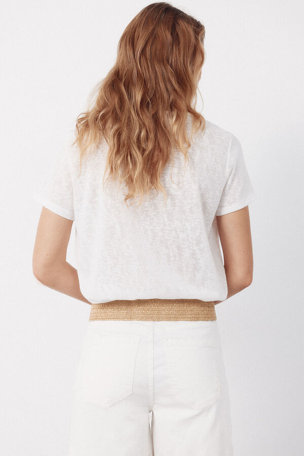 Cortefiel Guipure neckline t-shirt White