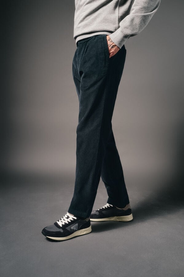 OOTO Calças de veludo veludo com elástico Azul