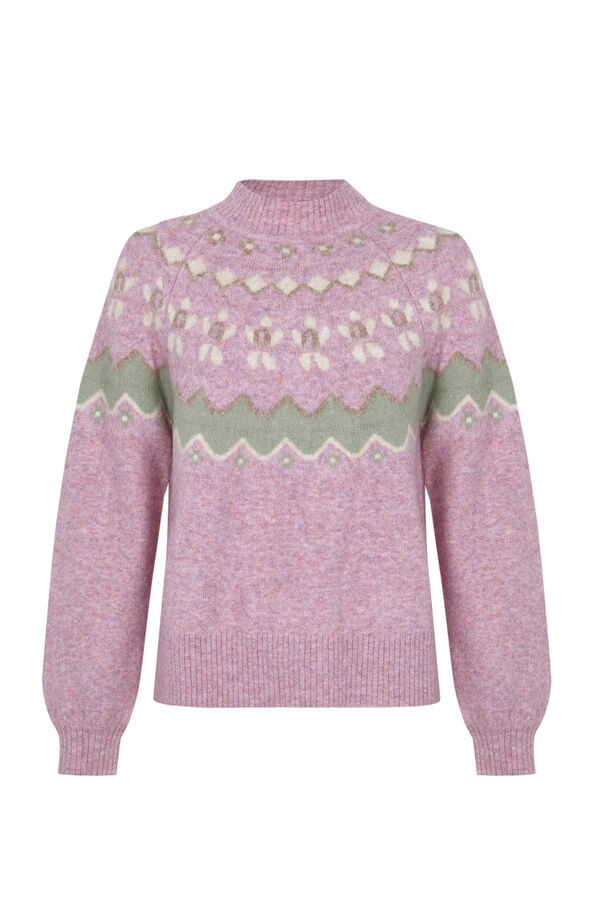 Cortefiel Open-knit ruffle jumper Pink
