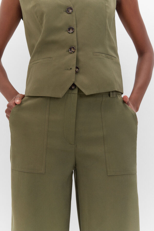 Cortefiel Pantalón cargo ancho Green