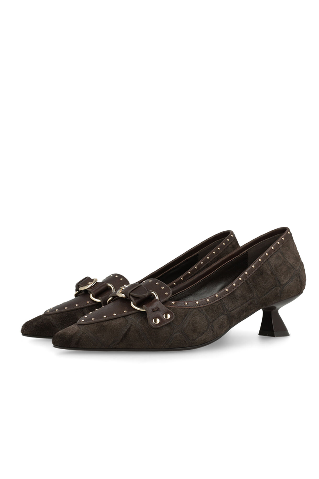Lodi Embossed leather court shoes