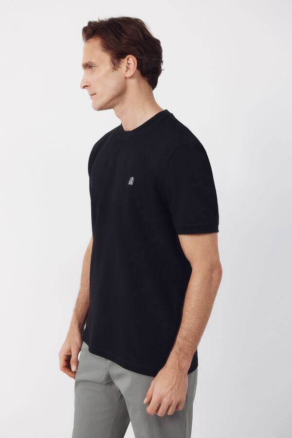 Cortefiel Piqu&eacute; basic T-shirt Black