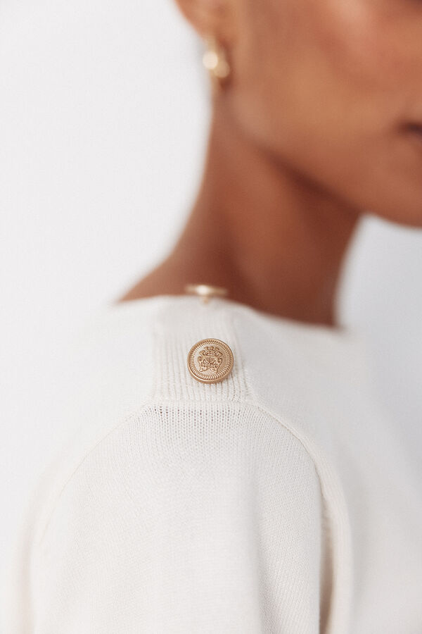 Cortefiel Striped button jumper Ivory