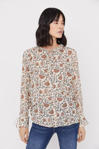 Cortefiel Lightweight printed blouse Printed white