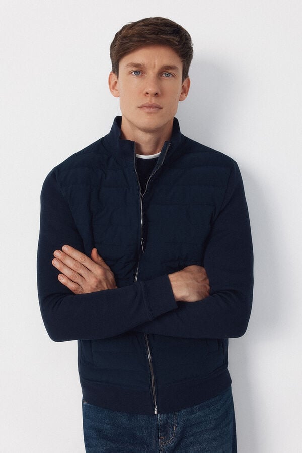 Cortefiel Cardig&atilde; de tecido combinada Azul