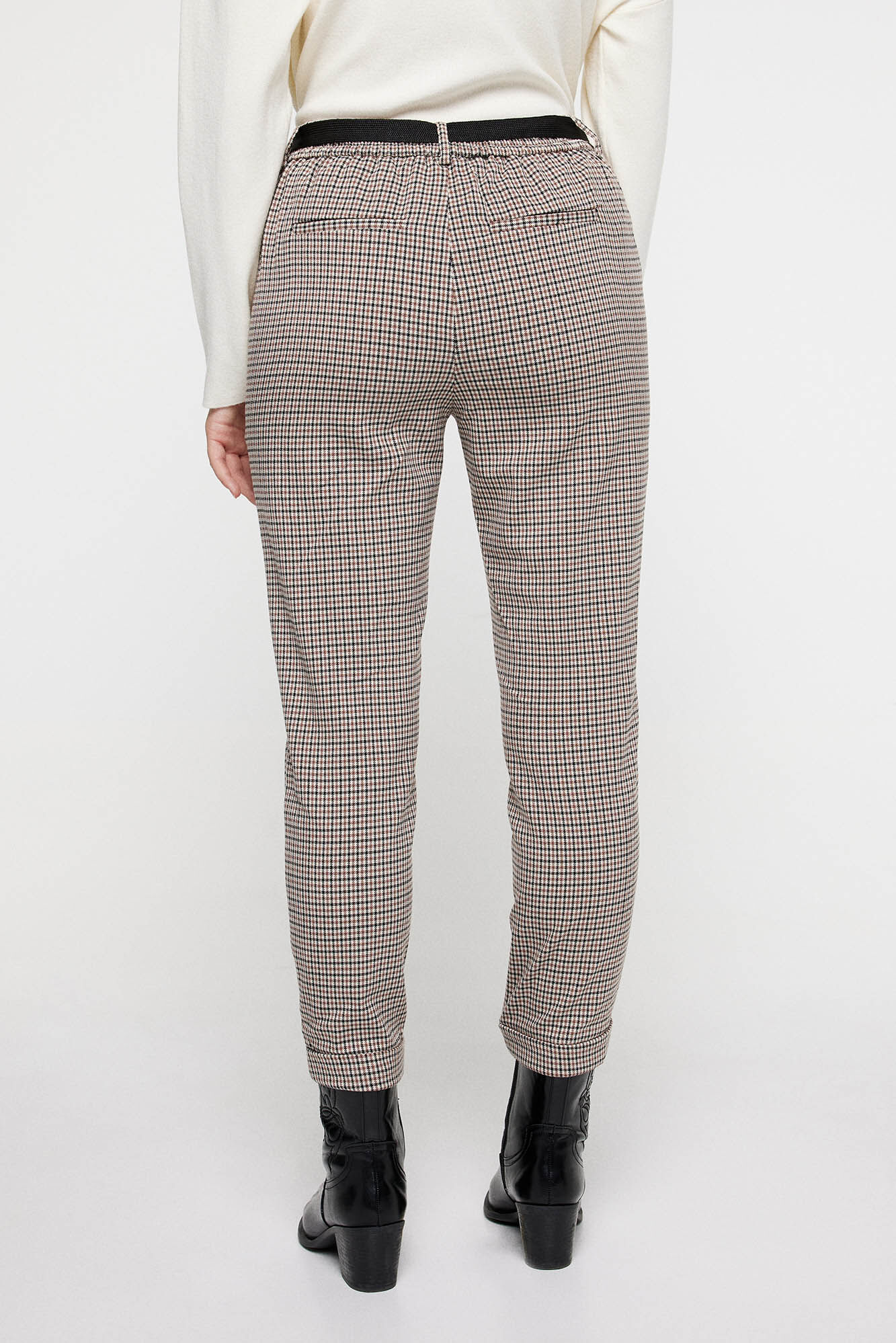 Sandro Straight-leg Checked Trousers houndstooth brown stripe womens 36 us  4 | eBay