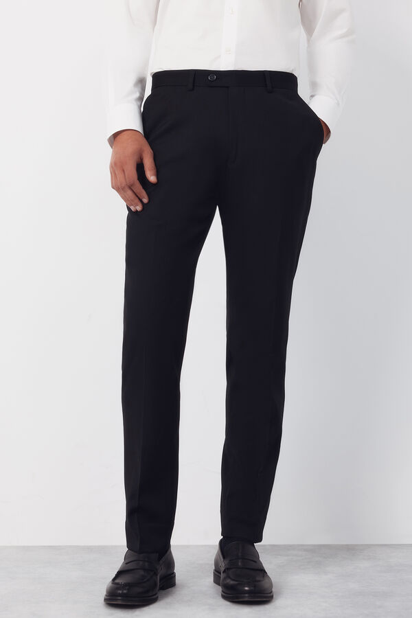 Cortefiel Black structured trousers Serie XXI Black
