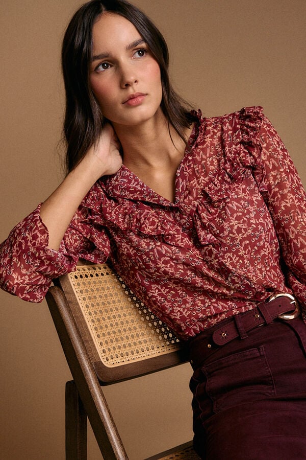 Polín Et Moi Camisa estampado Lidia com babados Granada