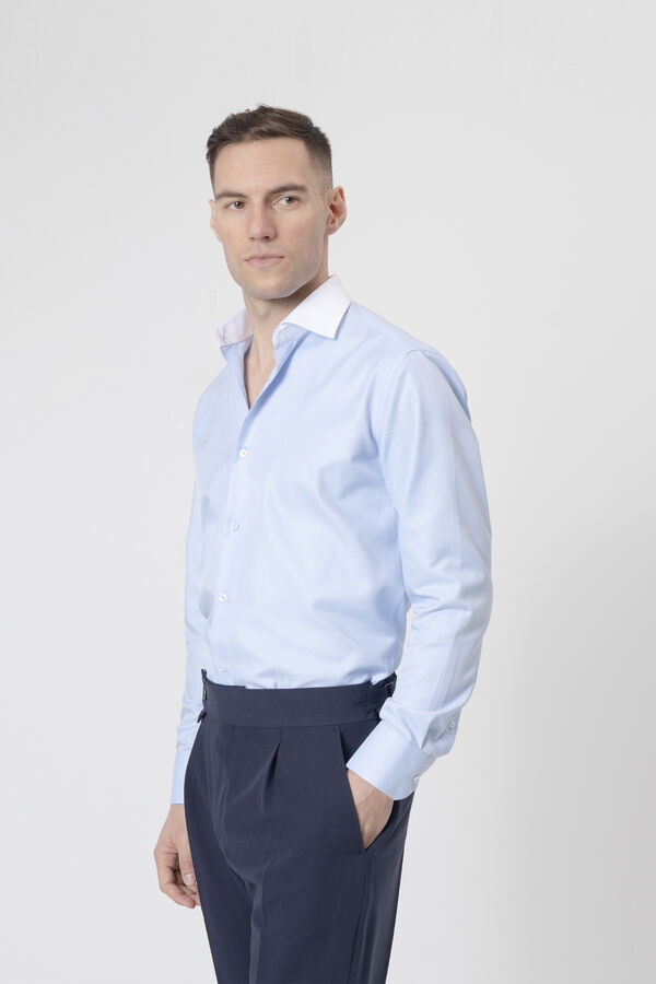 PuroEGO Camisa de vestir com gola de contraste Azul