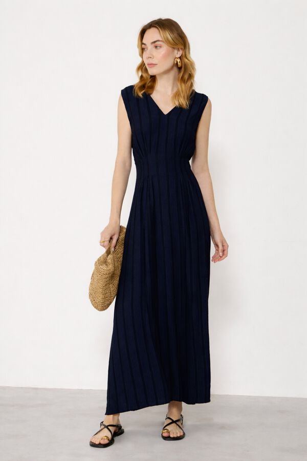 Vila Vestido midi de viscosa Azul marino