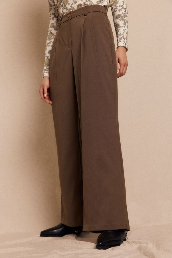 Slowlove Calças plissadas Tostado