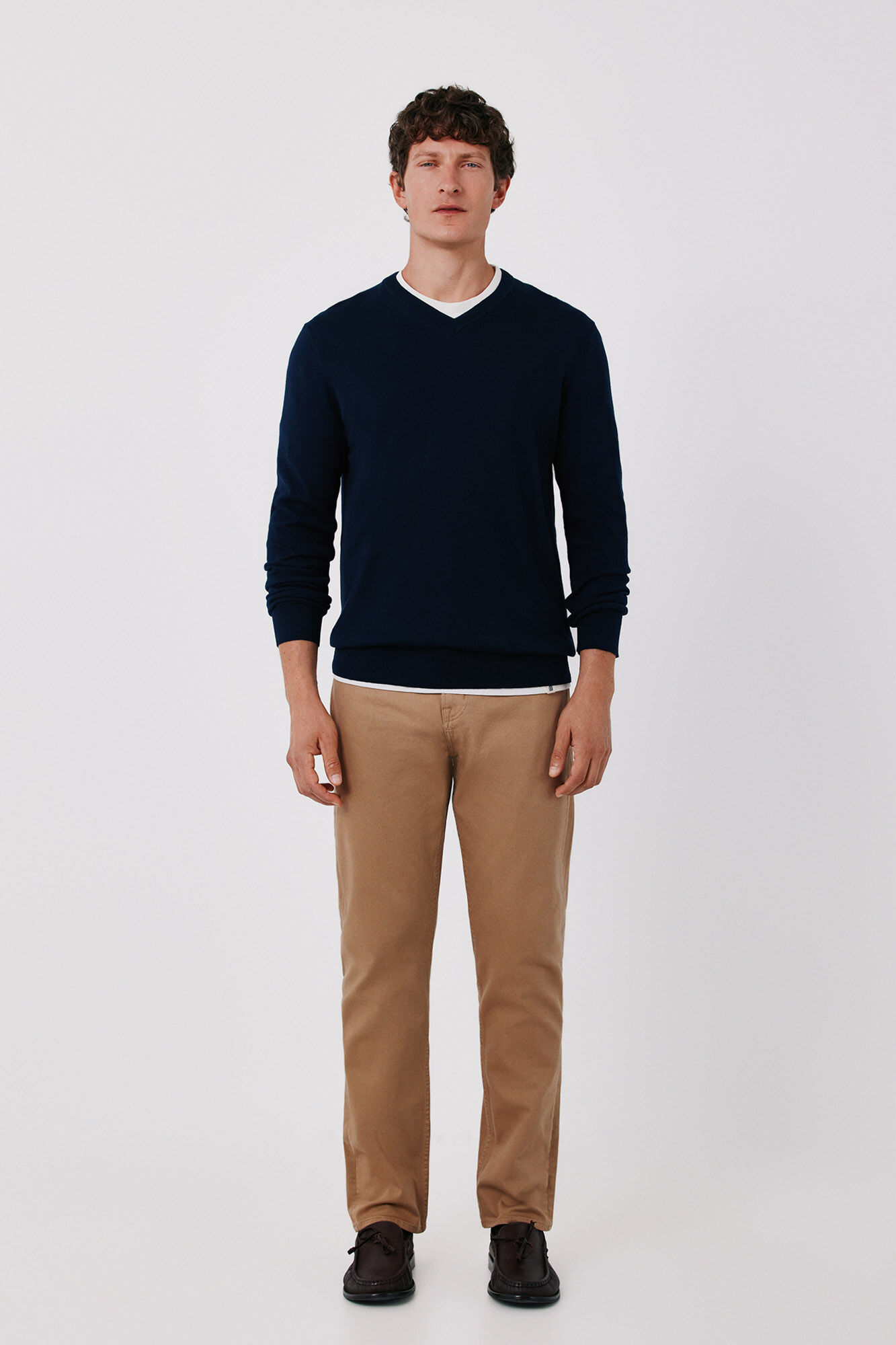 Cortefiel Cotton cashmere knit V-neck jumper