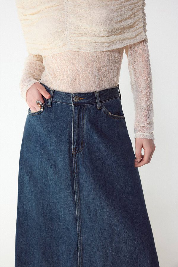 Slowlove Saia comprida de ganga Azul