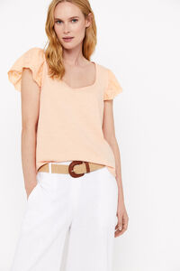 Cortefiel Combined sleeve T-shirt Orange