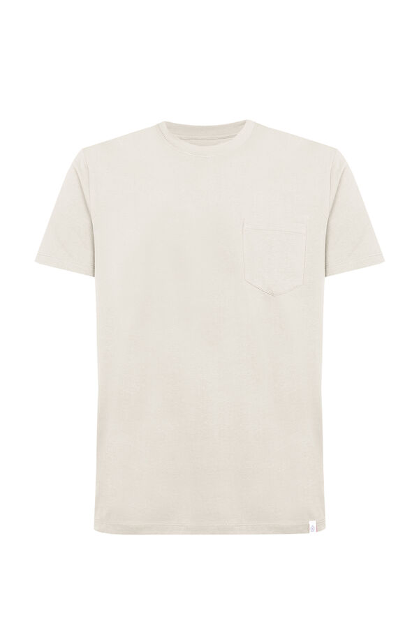 Cortefiel Basic T-shirt with pocket Ivory