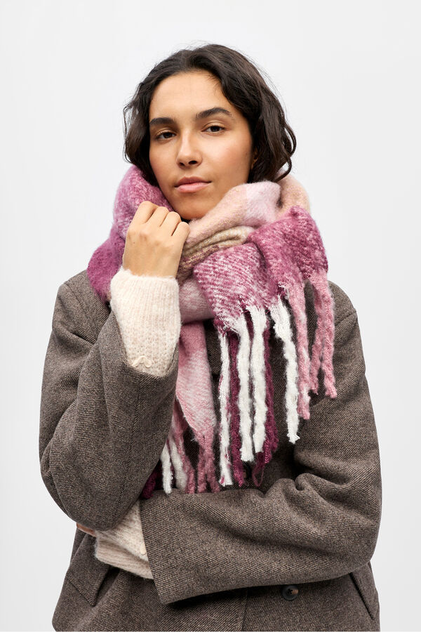 Object Cachecol xadrez com franjas Roxo