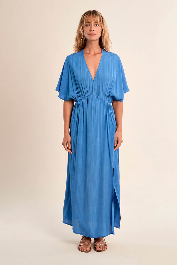 Molly Bracken Vestido comprido de manga curta com estampado Azul