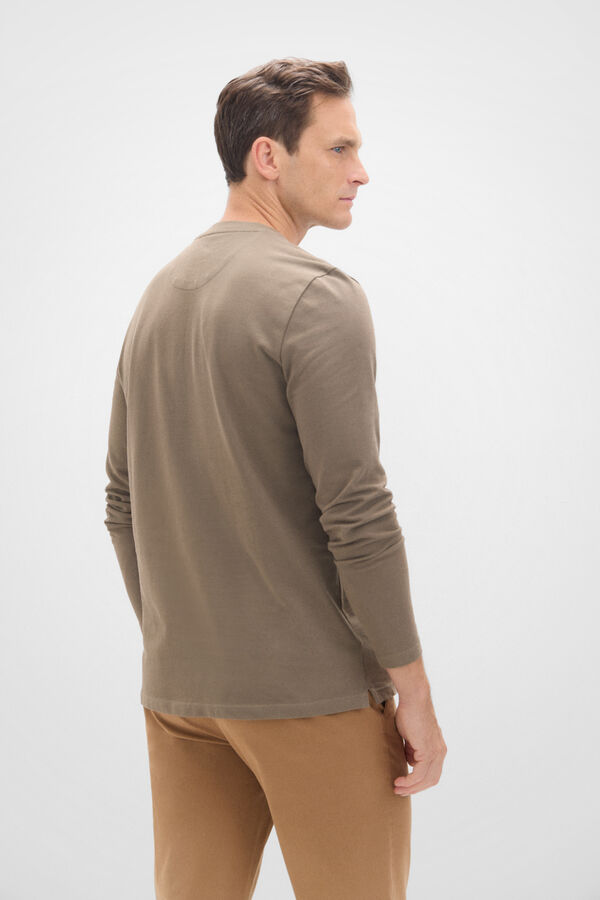 Cortefiel Basic piqué long sleeve t-shirt Kaki