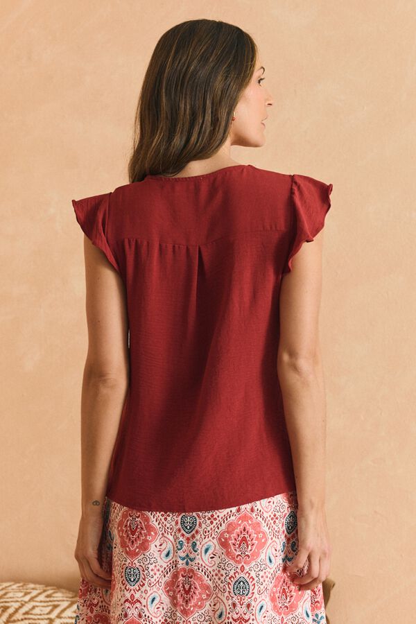 Pol&iacute;n Et Moi Blusa com folho July Vermelho