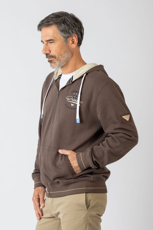 Privata Sweatshirt aberto com capuz e bolsos Castanho
