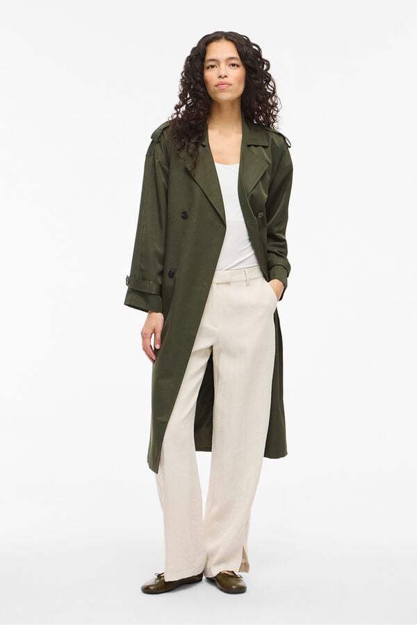 Vila Gabardina longo com nós Verde