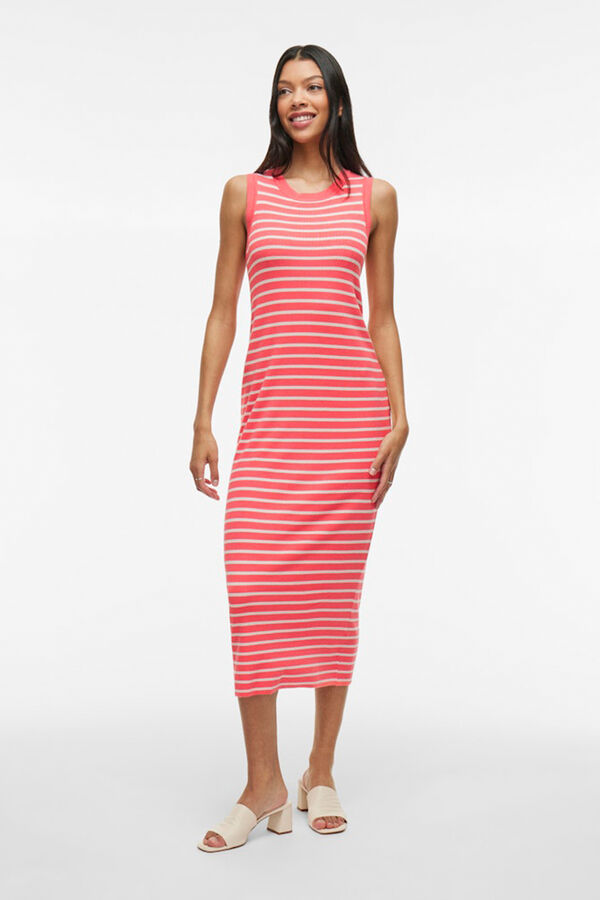 Vila Vestido midi de malha com viscose Subiu