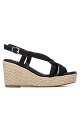 XTI Metallic rope style wedge sandal Black