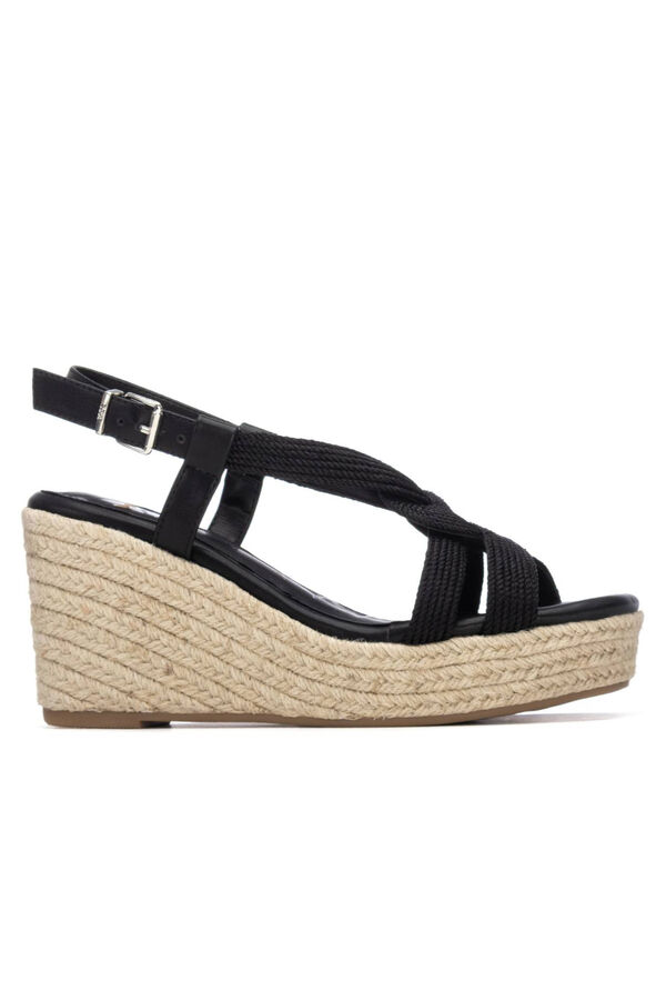 XTI Metallic rope style wedge sandal Black