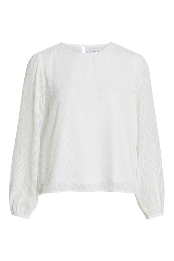 Vila Blusa de manga comprida com gola redonda Branco