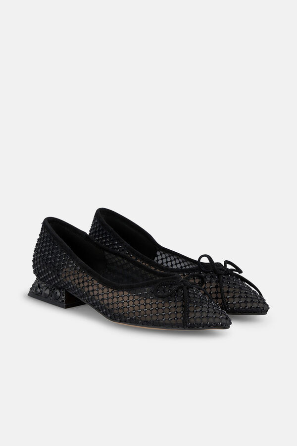 Alma en Pena Sapato de malha com tira de strass Preto