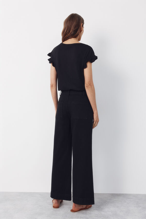 Cortefiel Piping trousers Black