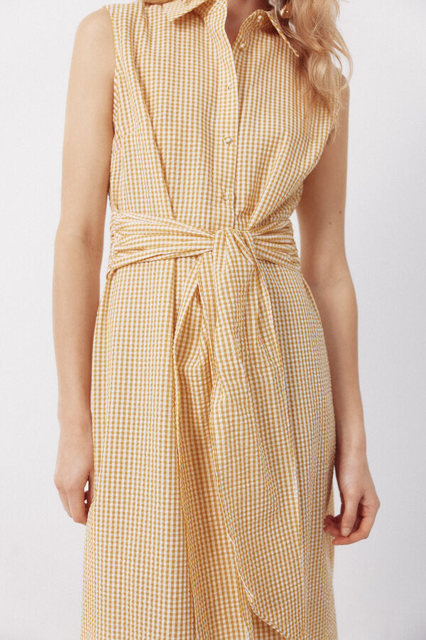 Cortefiel Gingham shirt dress Printed yellow
