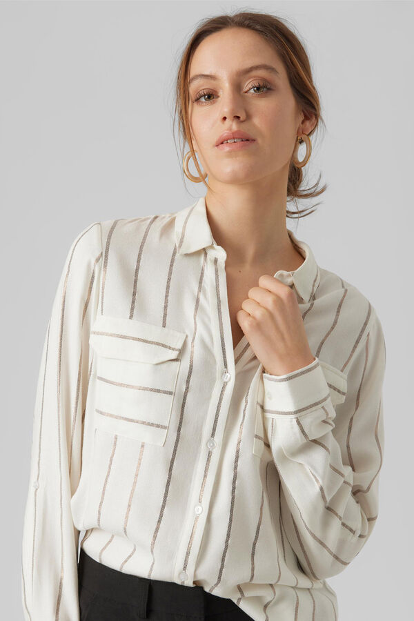 Vero Moda Camisa de rayas de manga larga Blanco
