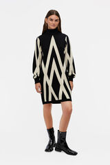 Cortefiel Printed jersey-knit dress Black