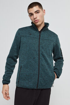 Cortefiel Knitted fleece jacket Green